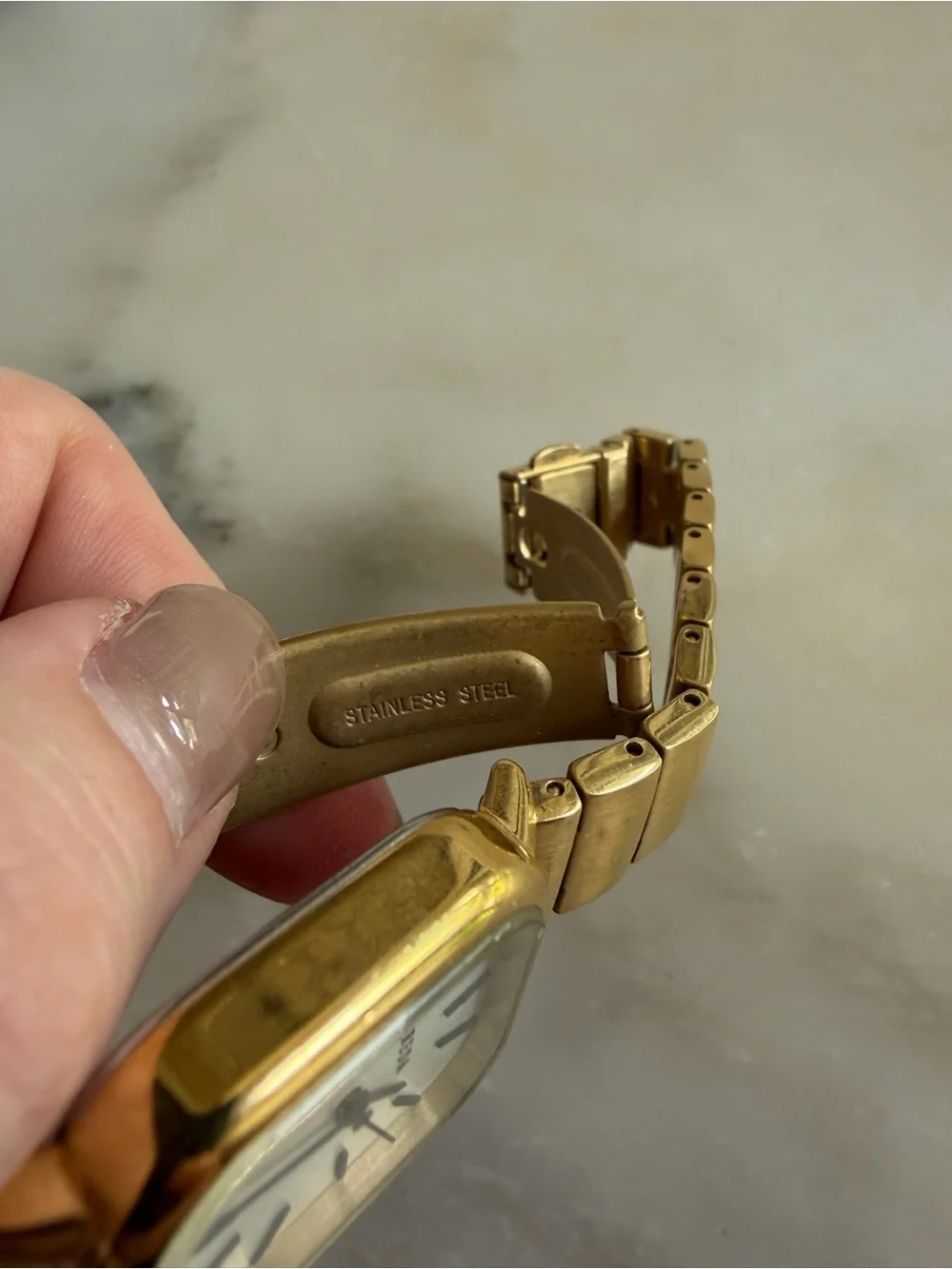 Esther Gold Square Watch with White Face